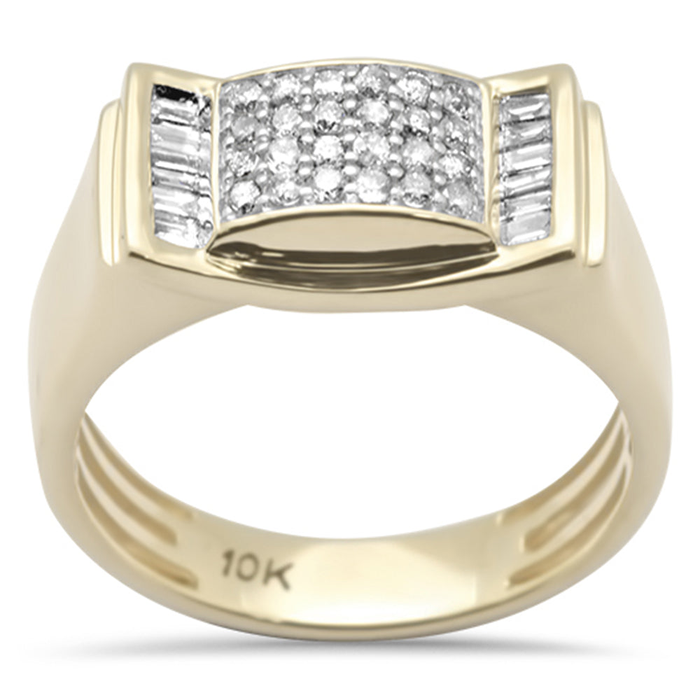 Muse Jewelry .53ct G SI 10K Yellow Gold Round & Baguette Diamond Men's Ring Band