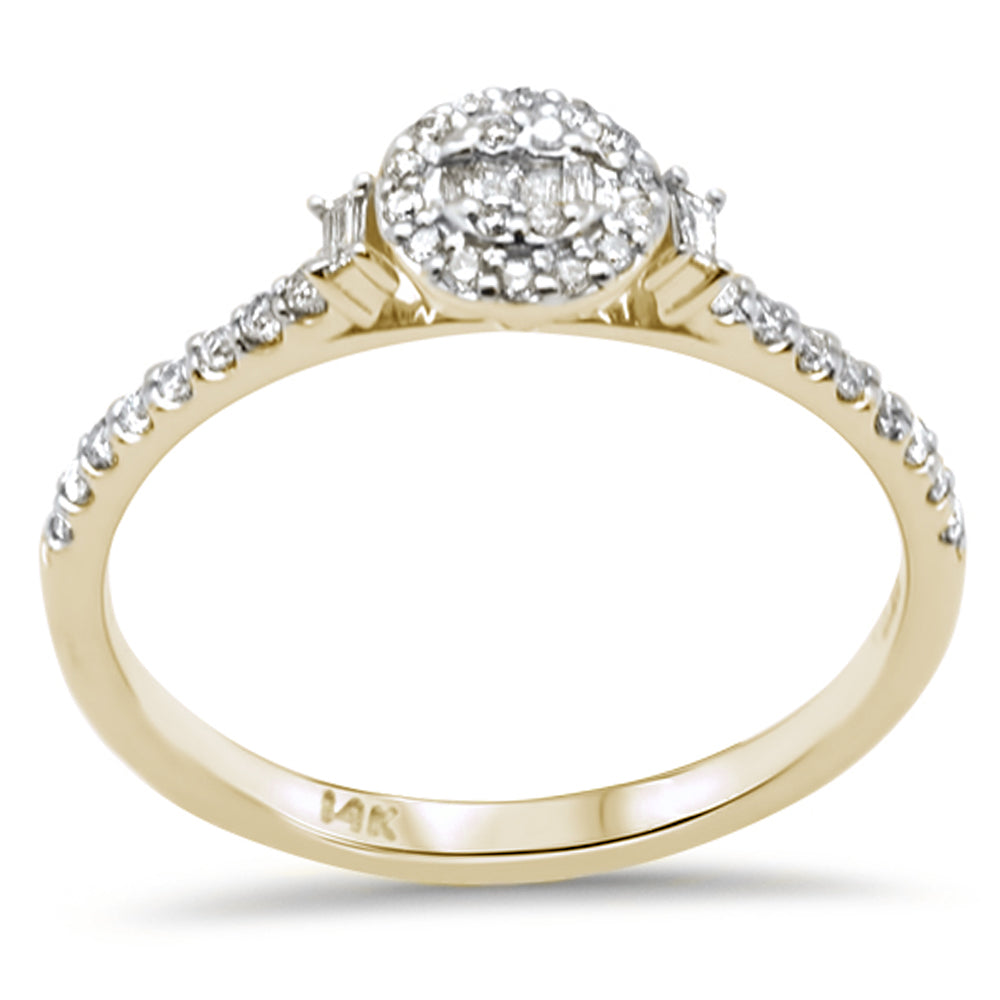 Muse Jewelry .22ct G SI 14K Yellow Gold Round & Baguette Diamond Engagement Ring