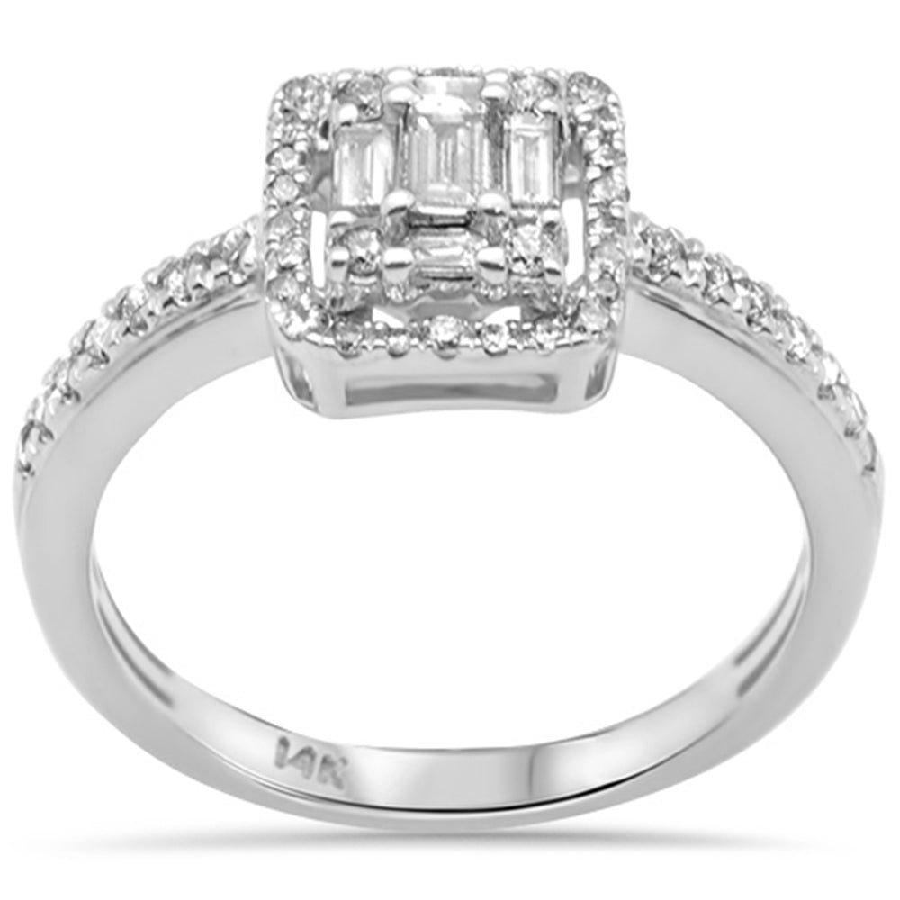 Muse Jewelry .42ct G SI 14K White Gold Round & Baguette Diamond Engagement Ring