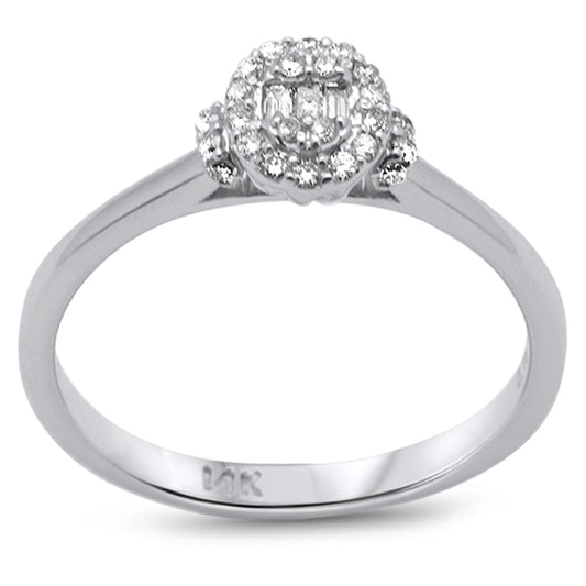 Muse Jewelry .18ct G SI 14K White Gold Oval Shaped Round & Baguette Diamond Engagement Ring