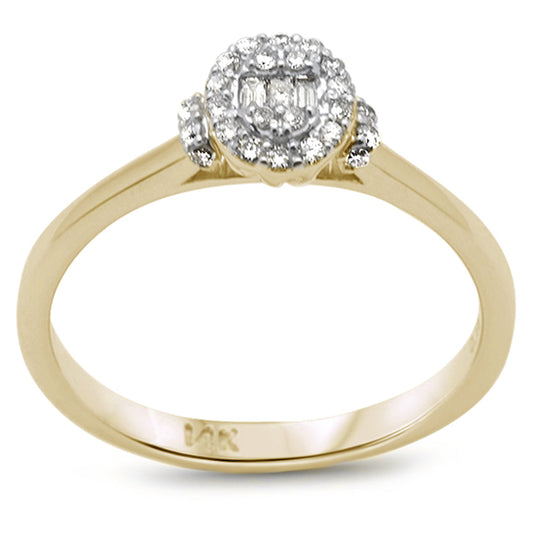 Muse Jewelry .15ct G SI 14K Yellow Gold Oval Shaped Round & Baguette Diamond Engagement Ring