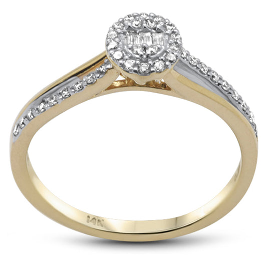 Muse Jewelry .22ct G SI 14K Yellow Gold Oval Shaped Round & Baguette Diamond Engagement Ring