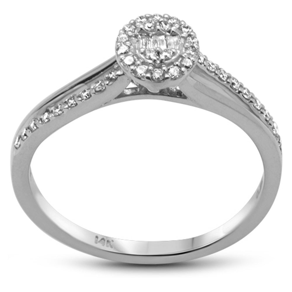 Muse Jewelry .22ct G SI 14K White Gold Oval Shaped Round & Baguette Diamond Engagement Ring