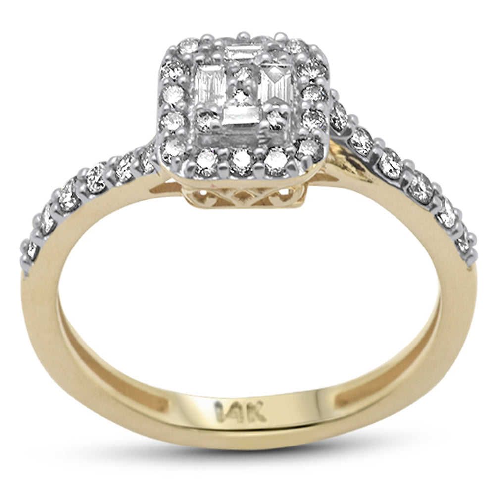 Muse Jewelry .48ct G SI 14K Yellow Gold Round & Baguette Diamond Engagement Ring