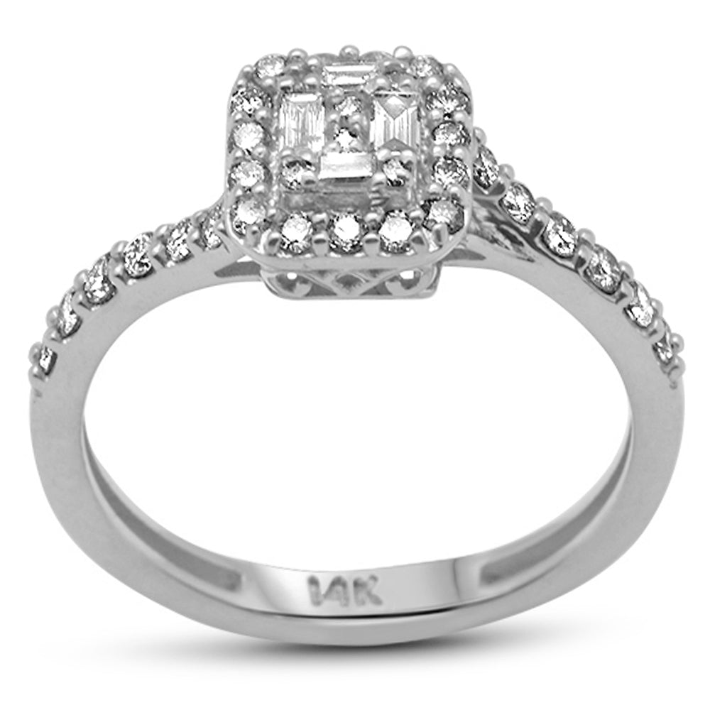 Muse Jewelry .54ct G SI 14K White Gold Round & Baguette Diamond Engagement Ring