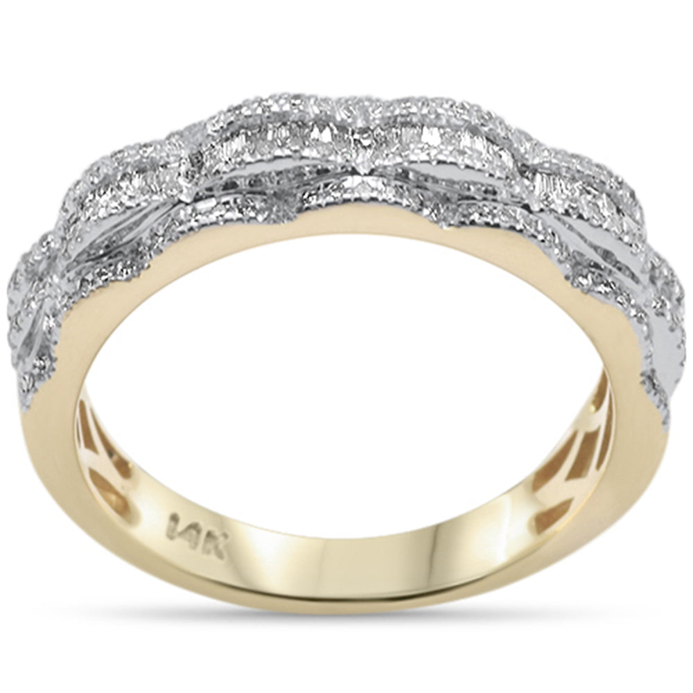 Muse Jewelry .61ct G SI 14K Yellow Gold Round & Baguette Diamond Men's Ring Band