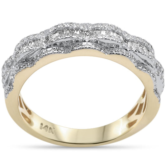 Muse Jewelry .61ct G SI 14K Yellow Gold Round & Baguette Diamond Men's Ring Band