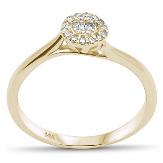 Muse Jewelry .12ct G SI 14K Yellow Gold Round & Baguette Diamond Engagement Ring