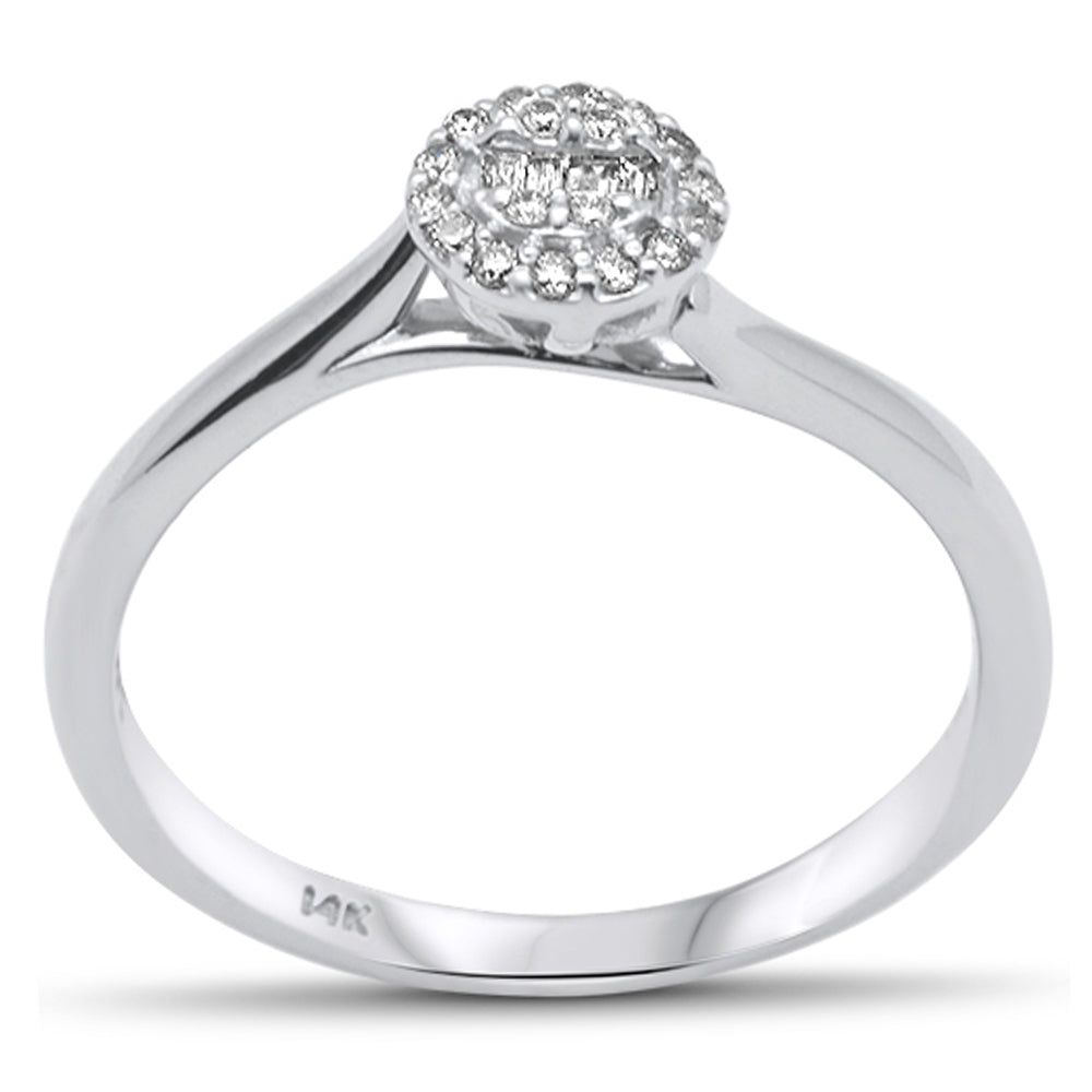 Muse Jewelry .11ct G SI 14K White Gold Round & Baguette Diamond Engagement Ring