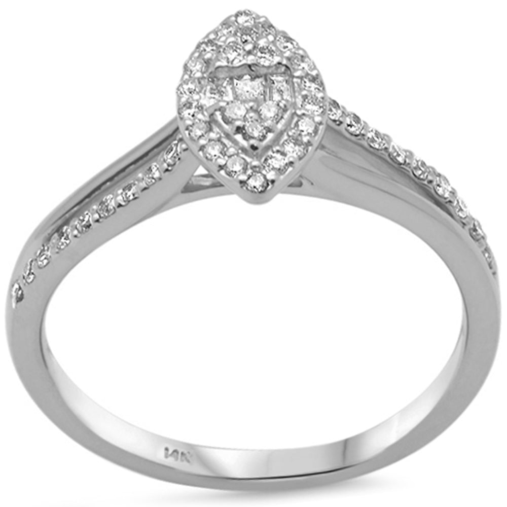 Muse Jewelry .24ct G SI 14K White Gold Round & Baguette Diamond Engagement Ring