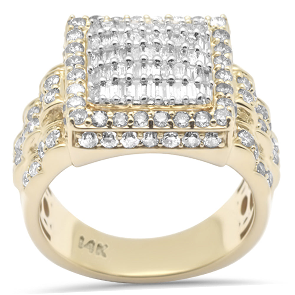 Muse Jewelry 2.42ct G SI 14K Yellow Gold Round & Baguette Diamond Men's Ring