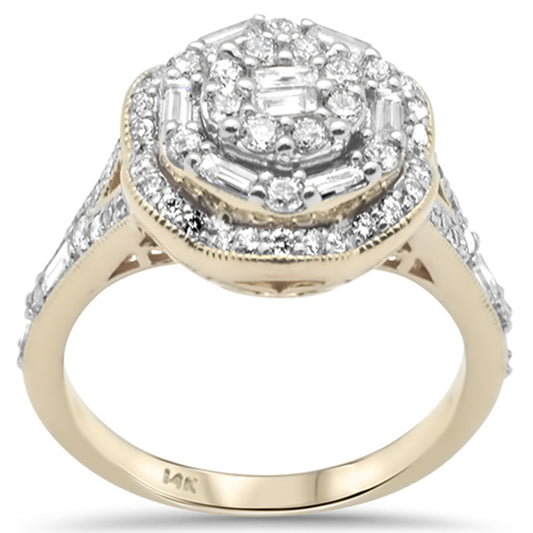 Muse Jewelry 1.04ct G SI 14K Yellow Gold Round & Baguette Diamond Engagement Ring