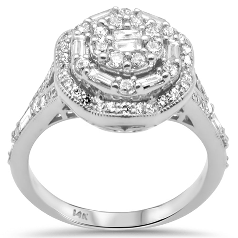 Muse Jewelry .97ct G SI 14K White Gold Round & Baguette Diamond Engagement Ring