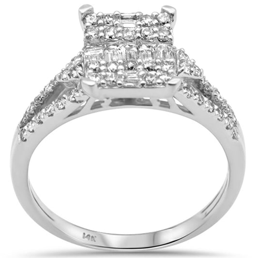 Muse Jewelry .62ct G SI 14K White Gold Round & Baguette Diamond Engagement Ring