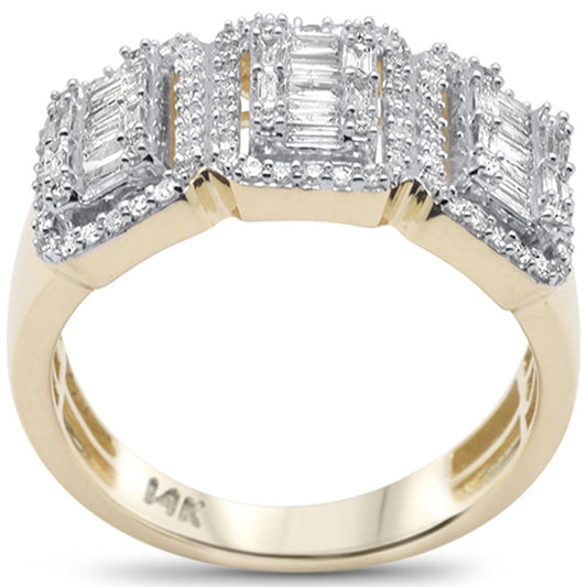 Muse Jewelry .99ct G SI 14K Yellow Gold Round & Baguette Diamond Men's Ring Band