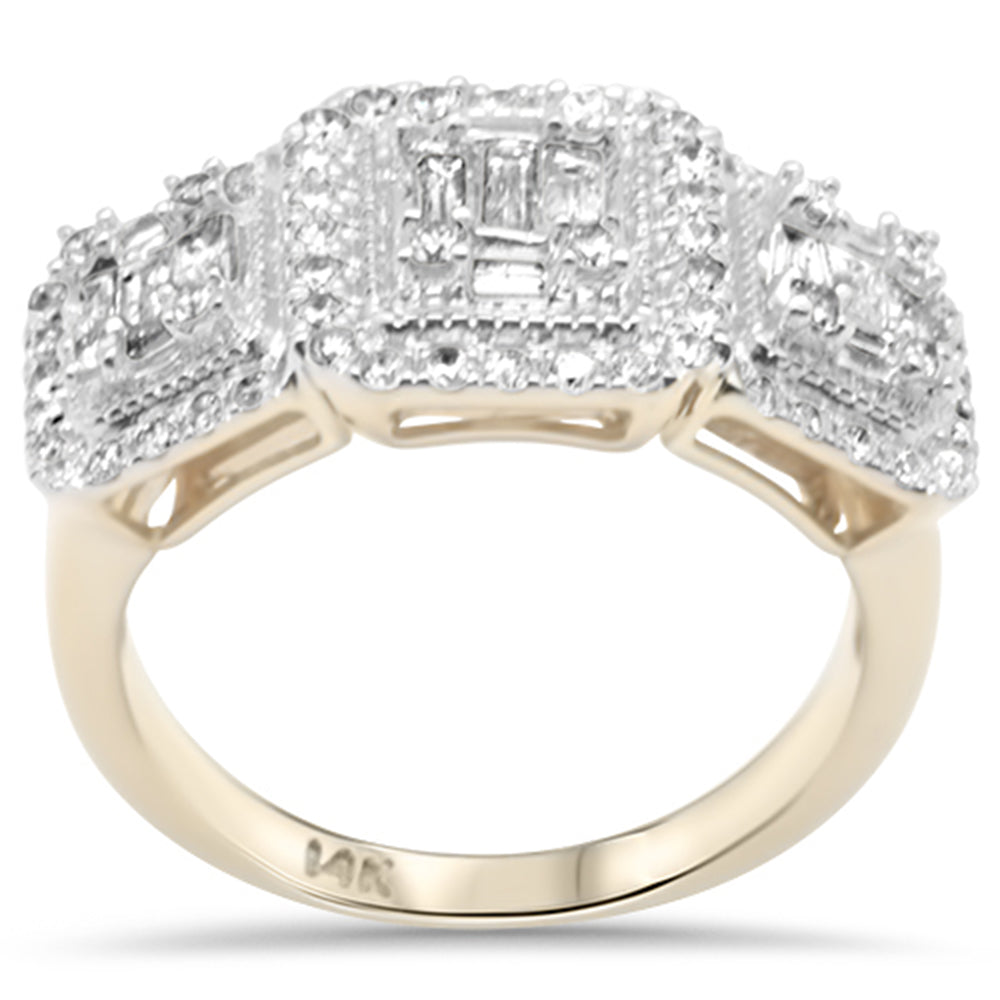 Muse Jewelry 1.02ct G SI 14K Yellow Gold Round & Baguette Diamond Engagement Ring