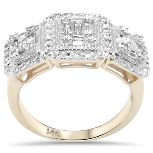 Muse Jewelry 1.02ct G SI 14K Yellow Gold Round & Baguette Diamond Engagement Ring