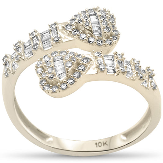 Muse Jewelry .48ct G SI 10K Yellow Gold Round & Baguette Diamond Heart Ring