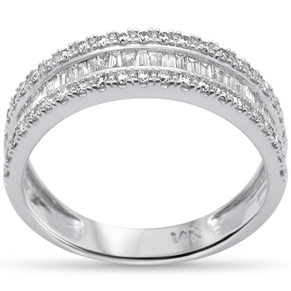 Muse Jewelry .46ct G SI 14K White Gold Round & Baguette Diamond Women's Ring Band Size 6.5