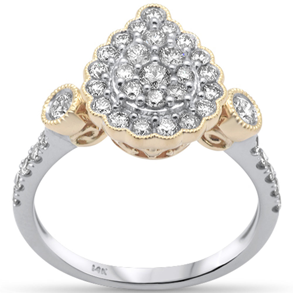 Muse Jewelry .86ct G SI 14K White Gold/Yellow Gold Diamond Pear Shaped Women's Ring Size 6.5