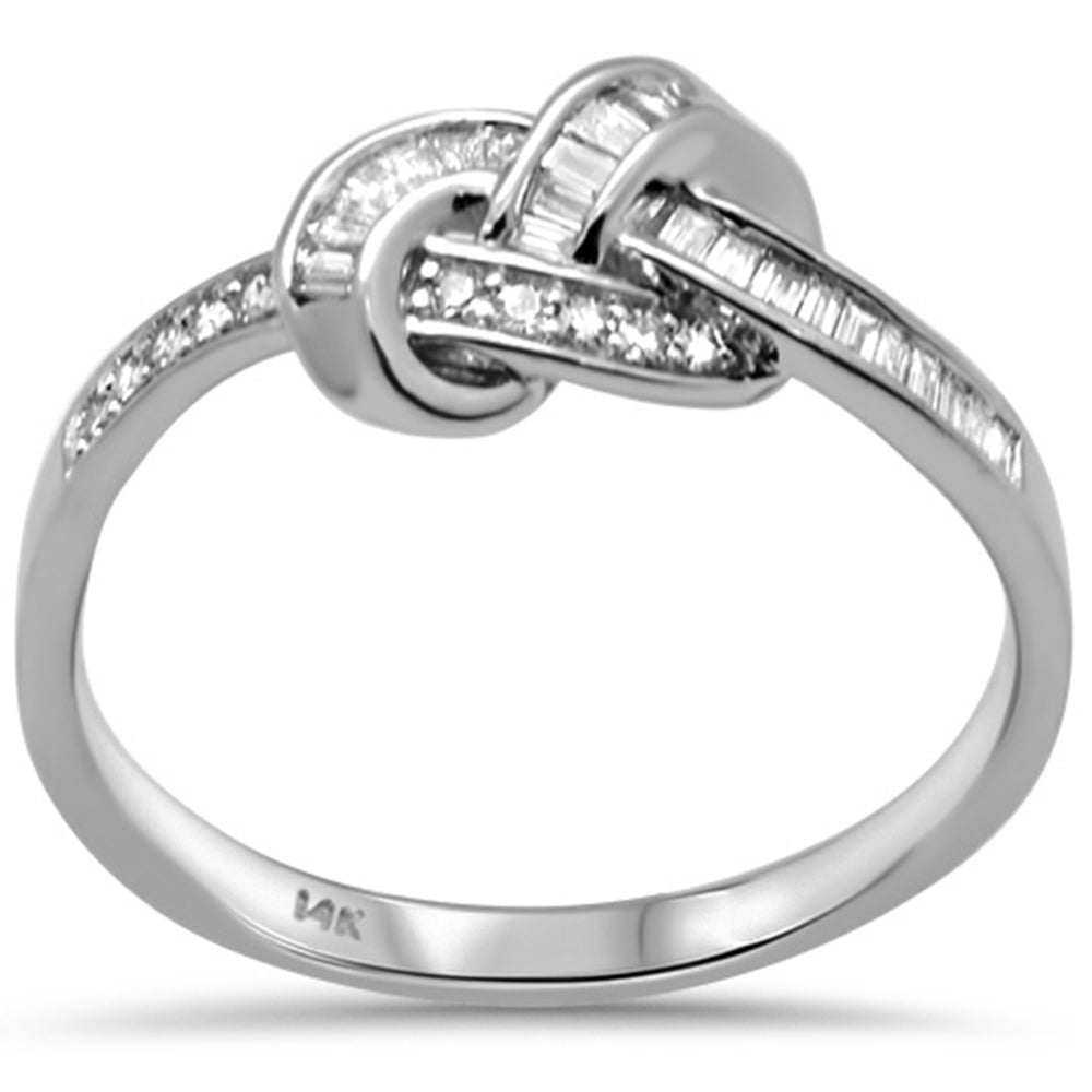 Muse Jewelry .15ct G SI 14K White Gold Round & Baguette Diamond Women's Knot Band Ring Size 6.5