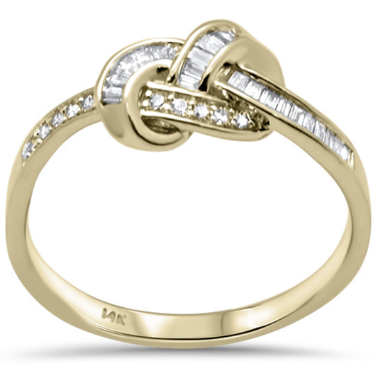 Muse Jewelry .16ct G SI 14K Yellow Gold Round & Baguette Diamond Women's Knot Band Size 6.5