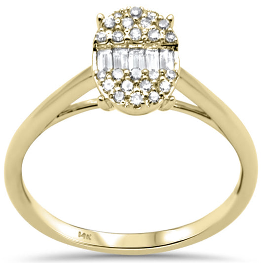 Muse Jewelry .25ct G SI 14K Yellow Gold Round & Baguette Diamond Oval Shaped Ring Size 6.5