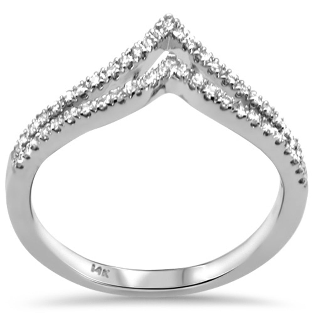 Muse Jewelry .25ct G SI 14K White Gold Diamond V Shaped Chevron Ring Size 6.5