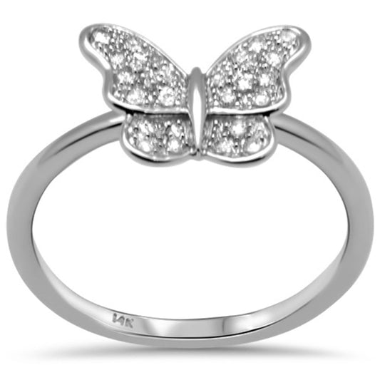 Muse Jewelry .12ct G SI 14K White Gold Diamond Butterfly Ring Size 6.5