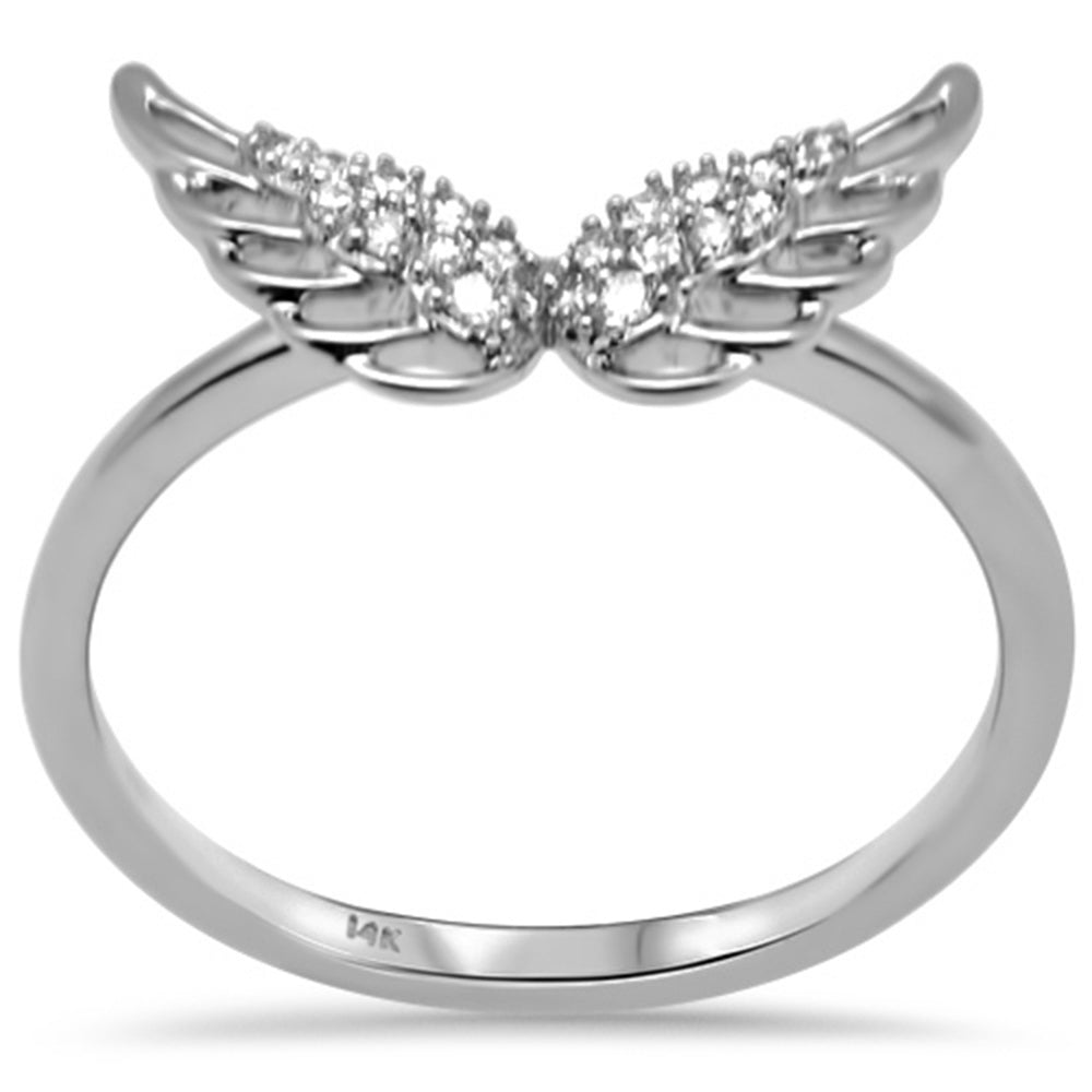 Muse Jewelry .10ct G SI 14K White Gold Angel Wings Diamond Ring Size 6.5