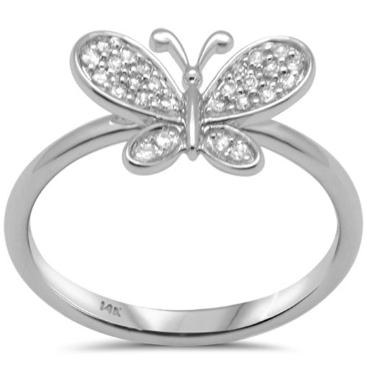 Muse Jewelry .13ct G SI 14K White Gold Diamond Butterfly Ring Size 6.5