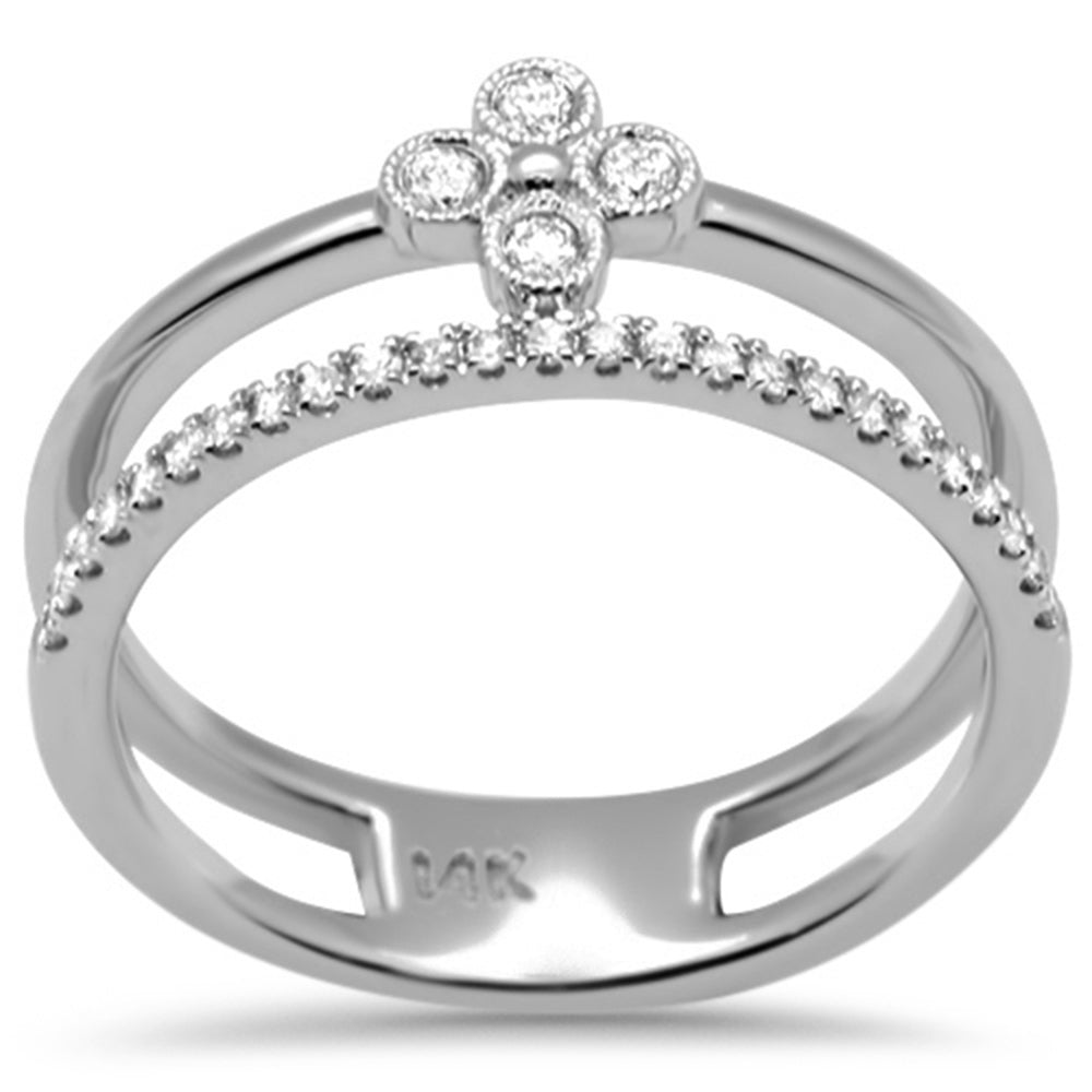 Muse Jewelry .20ct G SI 14K White Gold Diamond Double Band Ring Size 6.5