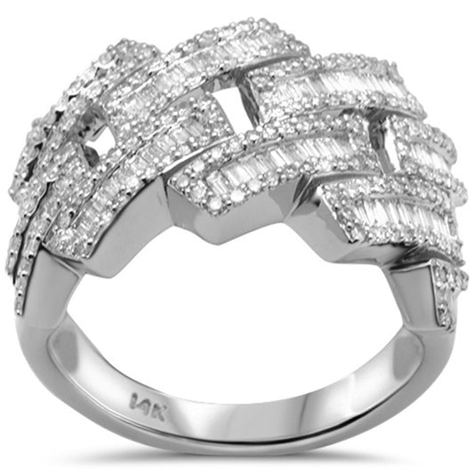 Muse Jewelry 1.32ct G SI 14K White Gold Round & Baguette Diamond Men's Ring size 10