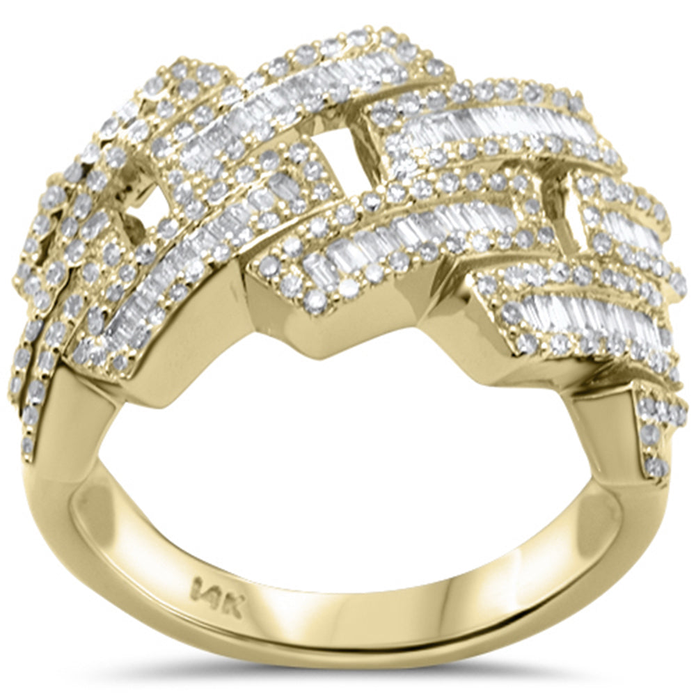 Muse Jewelry 1.32ct G SI 14K Yellow Gold Round & Baguette Diamond Men's Ring