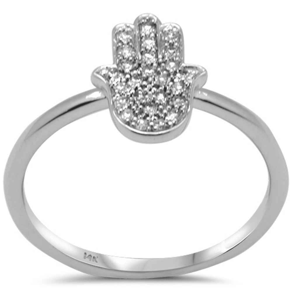 Muse Jewelry .12ct G SI 14K White Gold Hamsa Women's Diamond Ring Size 6.5