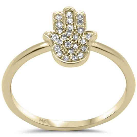 Muse Jewelry .12ct G SI 14K Yellow Gold Hamsa Women's Diamond Ring Size 6.5