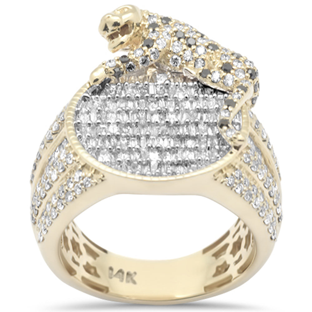 Muse Jewelry 2.69ct G SI 14K Yellow Gold Round & Baguette Diamond Lion Men's Ring Size 10