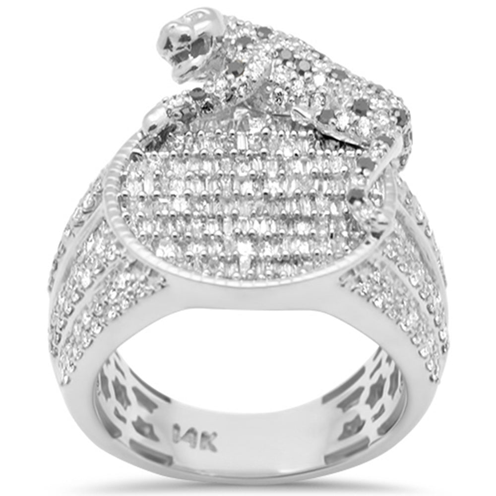 Muse Jewelry 2.71ct G SI 14K White Gold Round & Baguette Diamond Lion Men's Ring Size 10