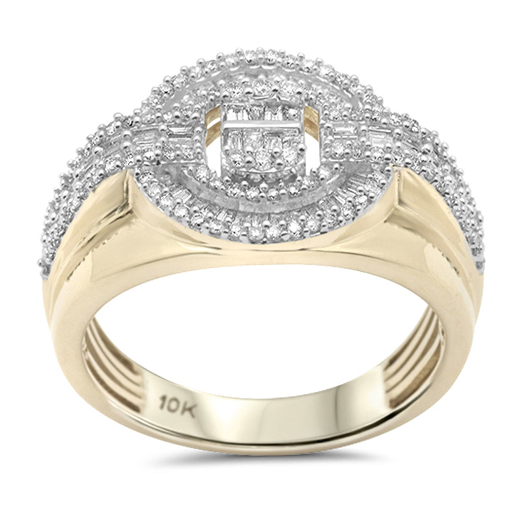 Muse Jewelry .78ct G SI 10K Yellow Gold Round & Baguette Diamond Men's Ring Size 10