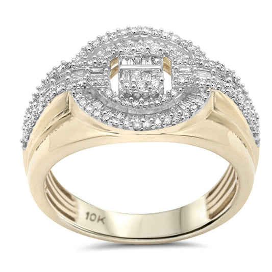 Muse Jewelry .78ct G SI 10K Yellow Gold Round & Baguette Diamond Men's Ring Size 10