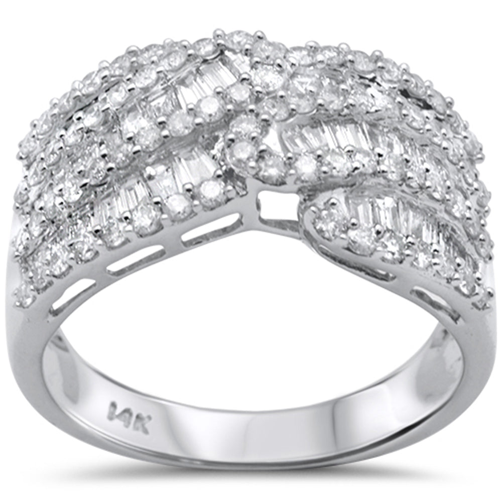 Muse Jewelry 1.42ct G SI 14K White Gold Round & Baguette Diamond Women's Band Ring Size 7