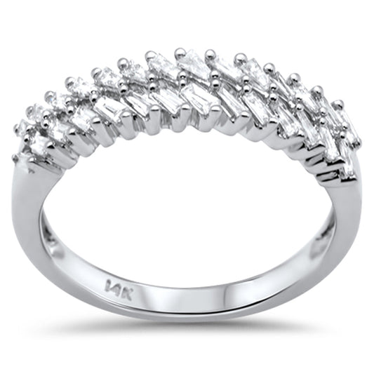 Muse Jewelry .42ct G SI 14K White Gold Baguette Diamond Band Ring Size 7