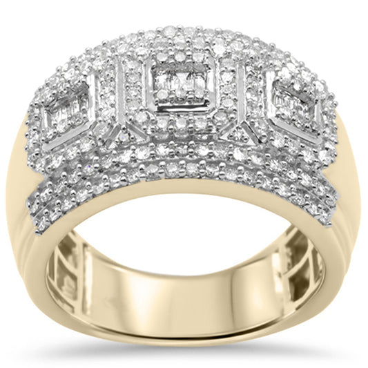 Muse Jewelry 1.31ct G SI 14K Yellow Gold Baguette & Round Diamond Men's Ring Size 10