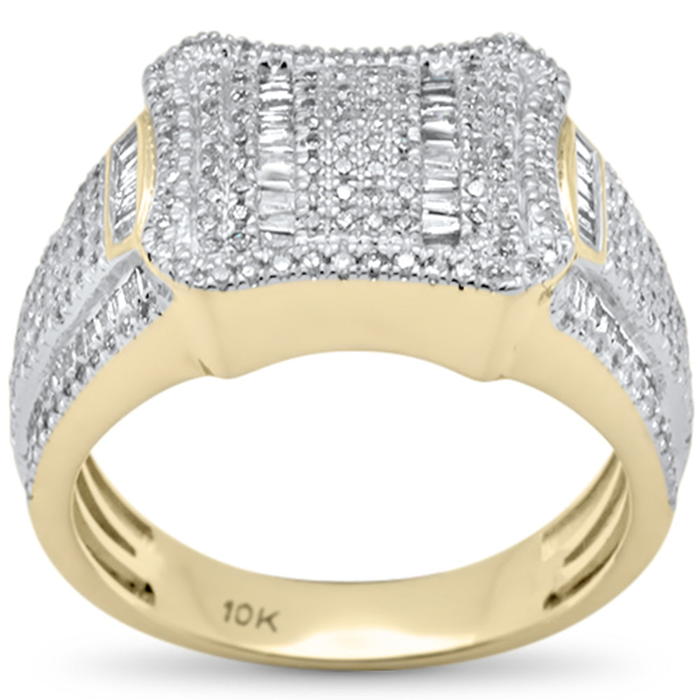 Muse Jewelry 1.26ct G SI 10K Yellow Gold Round & Baguette Diamond Men's Ring Size 10