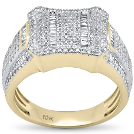 Muse Jewelry 1.26ct G SI 10K Yellow Gold Round & Baguette Diamond Men's Ring Size 10