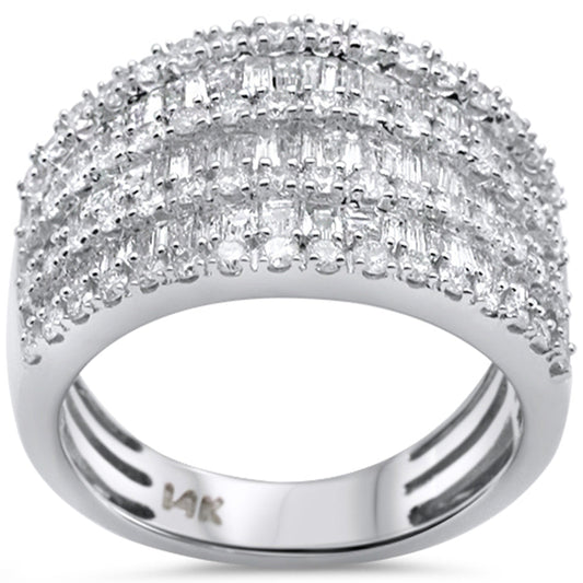 Muse Jewelry 1.86ct G SI 14K White Gold Women's Round & Baguette Diamond Ring Band Size 7