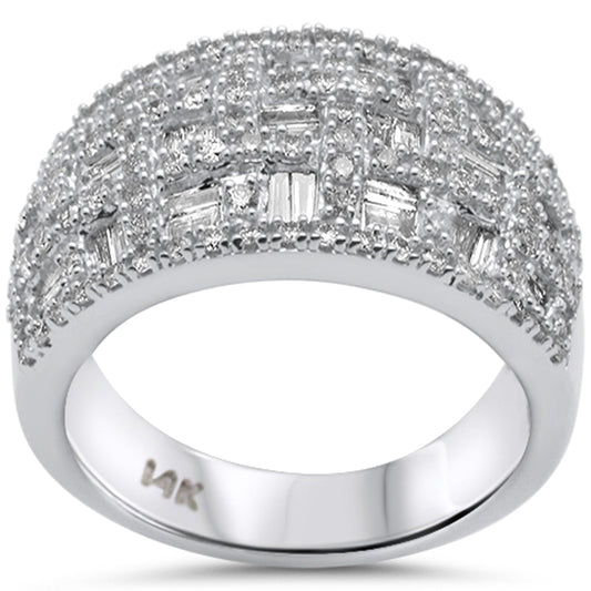 Muse Jewelry 1.36ct G SI 14K White Gold Round & Baguette Diamond Ring Band Size 7