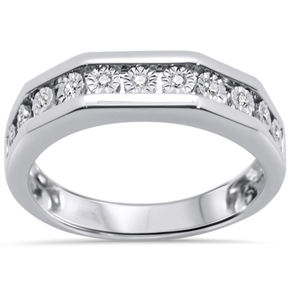 Muse Jewelry .13ct 14K White Gold Diamond Men's Ring Band Size 10