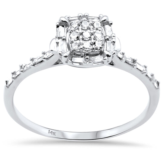 Muse Jewelry .23ct G SI 14K White Gold Round & Baguette Diamond Engagement Ring Size 7