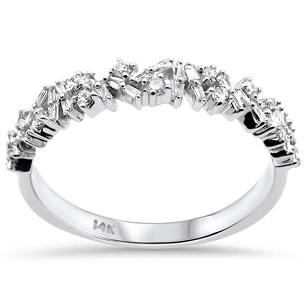 Muse Jewelry .35ct G SI 14K White Gold Round & Baguette Women's Diamond Ring Band Size 6.5